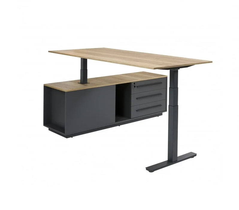 Directiebureau Cube hoekcombinatie / elektrisch zit-sta met ladenkast