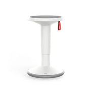 Witte design kruk voor kantoor of thuiswerkplek met grijze zitting en rode lus