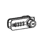 Cijfercombinatieslot voor Palmberg locker, kantoormeubilair accessoire zwart-wit tekening