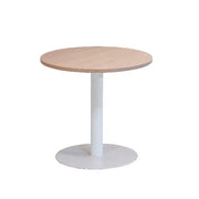Ronde vergadertafel met houten blad en wit metalen poot, moderne kantoormeubels online