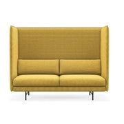 Gele design bank met hoge rugleuning, akoestische kantoorbank voor werkplekken