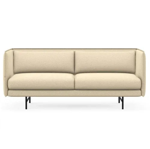 Design bank met beige stof en zwart metalen poten, kantoormeubilair voor werkplekken