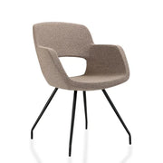 Moderne design vergaderstoel met beige stoffering en zwarte metalen poten, kantoormeubilair
