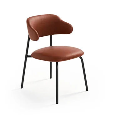 Bruine design kantoorstoel ALOA met gestoffeerde zitting en rugleuning op zwart metalen frame
