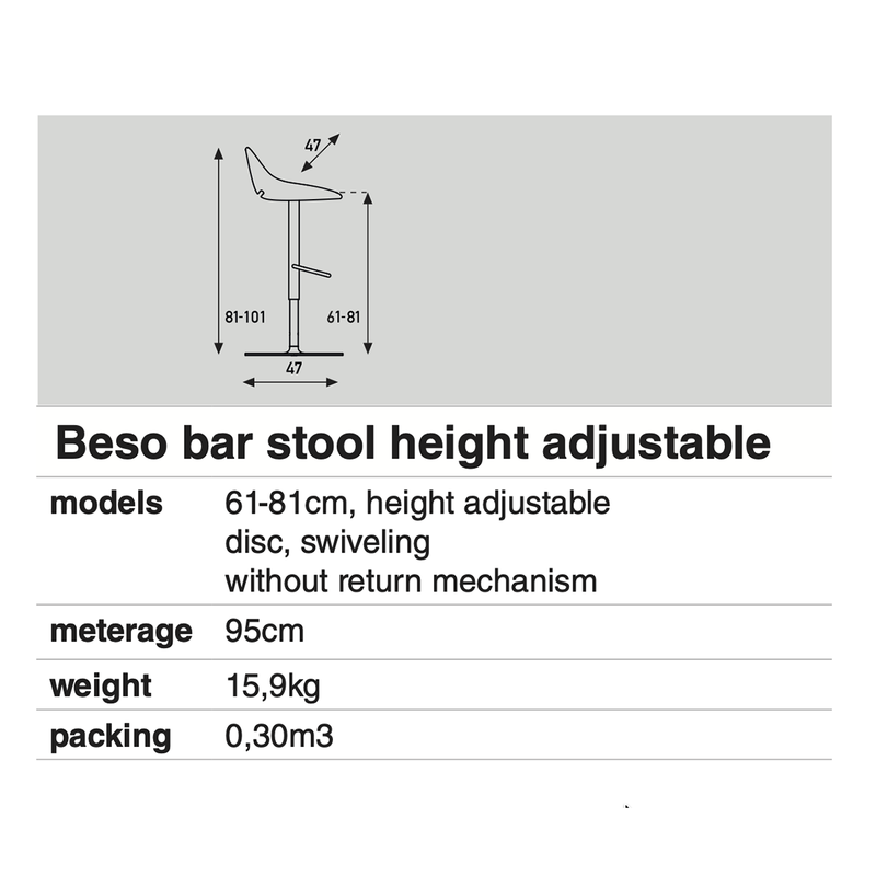 Afmetingen Beso barstoel