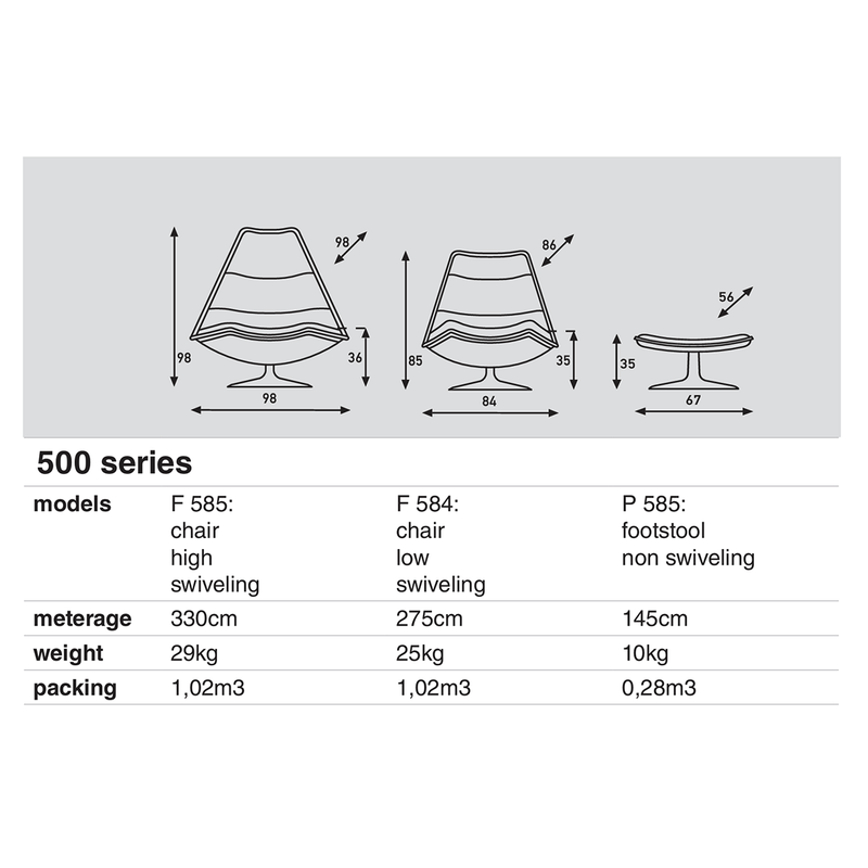Fauteuil Artifort F584 en F585 met trompetvoet