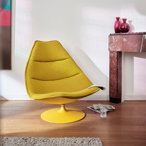 Fauteuil Artifort F585 met trompetvoet, geel - KANTOORMEUBELS.ONLINE - KANTOORMEUBELS.ONLINE