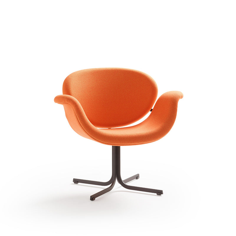 Artifort Tulip Midi oranje fauteuil met zwarte kruisvoet 