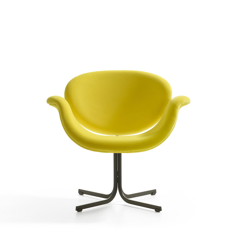 Artifort Tulip Midi gele fauteuil met zwarte kruisvoet