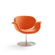Artifort Tulip Midi fauteuil oranje met schijfvoet in chroom