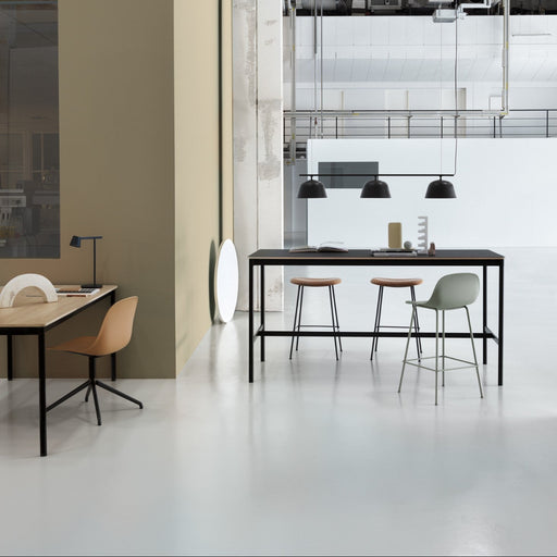 Base High Table oak black, Ambit Rail, Fiber Side Swivel, Fiber Bar Stool Tube, Tip Compile, MUUTO