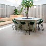 Barkrukken Artifort Beso, opgesteld rondom een tafel met een boompje in het midden