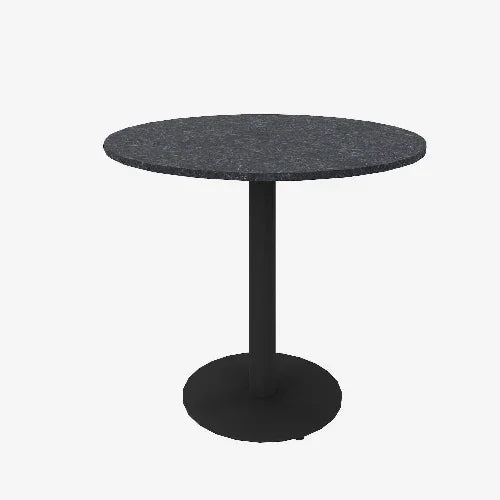 Ronde bistrotafel 70x70 cm met zwart blad en metalen poot, kantoormeubilair design
