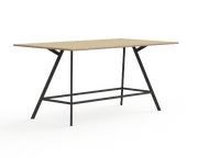 Bridge tafel recht - rechthoekige design vergadertafel met houten blad en zwart metalen onderstel, kantoormeubilair