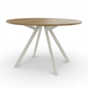 Bridge vergadertafel rond met wit frame, rechthoekige poten 30x55mm