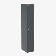 Zwarte metalen lockerkast voor kantoor of werkplek, smal ontwerp, ideaal voor opbergen