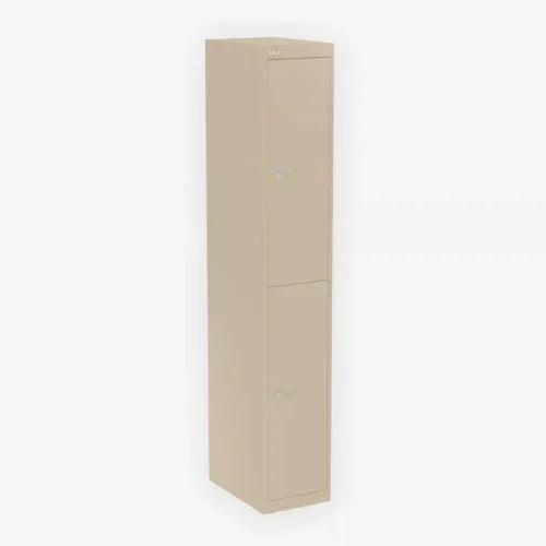 Beige stalen lockerkast met twee deuren, ideaal voor kantooropslag, kantoormeubels online