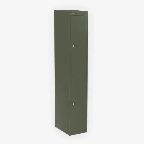 Olijfgroene metalen lockerkast met twee deuren, modern kantoormeubilair