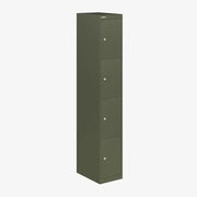 Groene metalen lockerkast met vier vakken, geschikt voor kantoor of werkplek