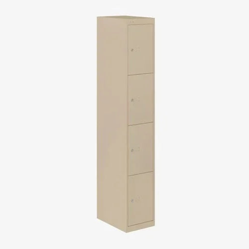 Beige metalen lockerkast met vier deuren voor kantoor of werkplek, kantoormeubilair