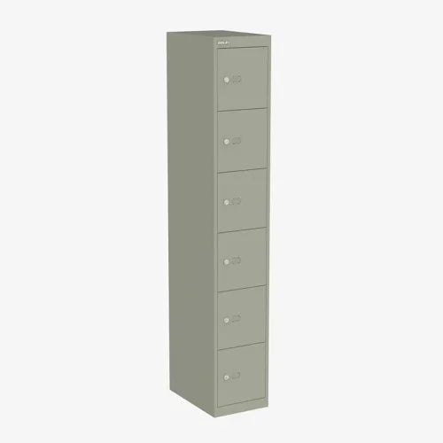 Bisley kantoorkast met zes lockers, ideaal voor kantooropslag en werkplekinrichting
