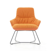 Design lounge fauteuil Deberenn Hendrix Soft, oranje met metalen onderstel, moderne kantoormeubels voor werkplek