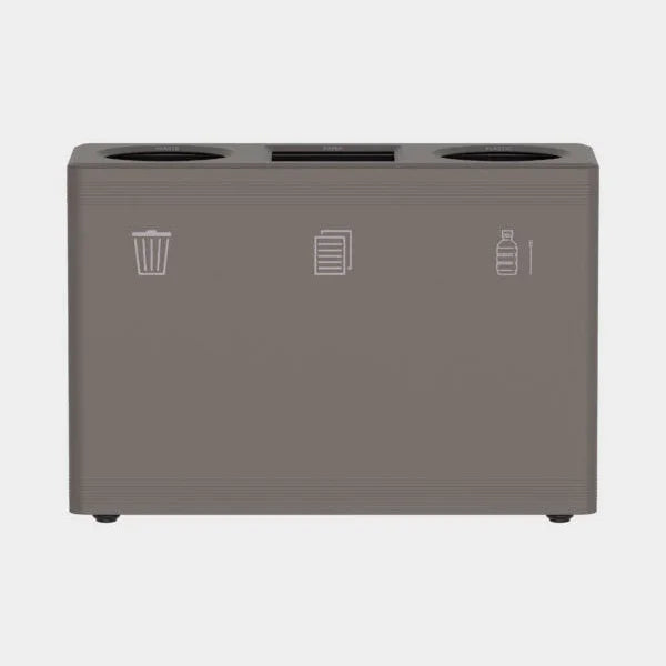 Design afvalscheidingsbak in umbra grijs voor kantoor, geschikt voor papier, plastic en restafval