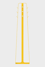 Design kapstok Dodici in zinkgeel, minimalistisch kantoormeubilair op witte achtergrond