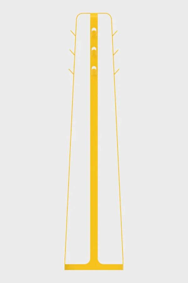 Design kapstok Dodici in zinkgeel, minimalistisch kantoormeubilair op witte achtergrond