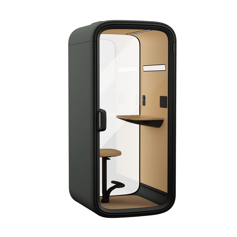 Framery One met zwart exterieur en beige interieur