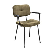 Groene design bureaustoel met armleuningen en zwart metalen frame, kantoormeubilair