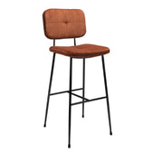 Design barkruk met bruine zitting en zwarte metalen poten, modern kantoormeubilair