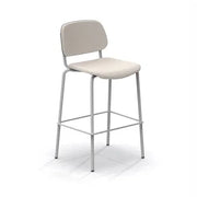 Design barkruk met metalen frame en beige zitting, kantoormeubilair voor werkplek of vergaderruimte