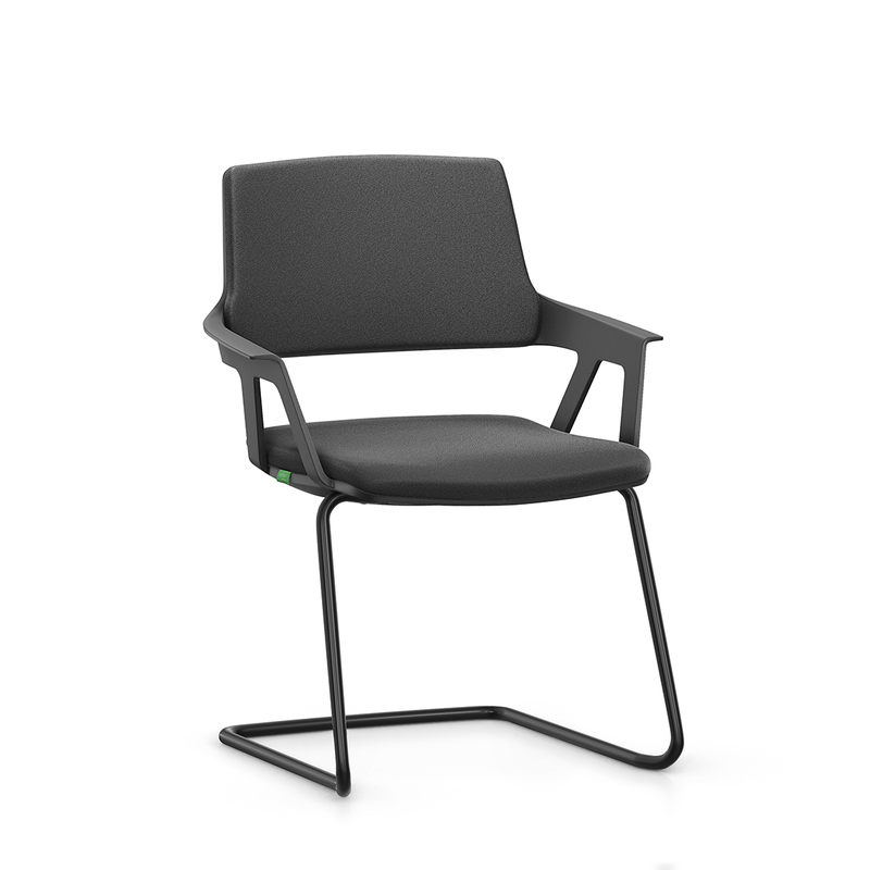Vergaderstoel LX007 met sledeframe, met armleggers, zwart