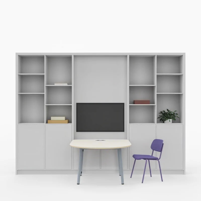 Lande Array modulaire kast met deuren, tv-module en open vakken, L143 Light Grey