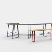 Lande Buggy Snake, Buggy Snake tafel, Lande Buggy Snake prijs, Buggy Snake kopen, gebogen vergadertafel, gebogen statafel, organische vergadertafel, statafel 110 cm, scrumtafel kantoor, stand up meeting tafel, hoge overlegtafel, lunchtafel kantoor, Lande tafel, Lande dealer Nederland, Lande offerte