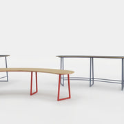 Lande Buggy Snake, Buggy Snake tafel, Lande Buggy Snake prijs, Buggy Snake kopen, gebogen vergadertafel, gebogen statafel, organische vergadertafel, statafel 110 cm, scrumtafel kantoor, stand up meeting tafel, hoge overlegtafel, lunchtafel kantoor, Lande tafel, Lande dealer Nederland, Lande offerte