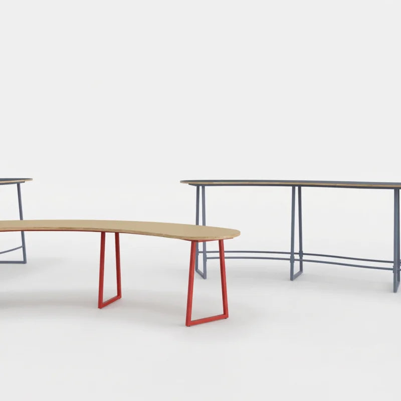 Lande Buggy Snake, Buggy Snake tafel, Lande Buggy Snake prijs, Buggy Snake kopen, gebogen vergadertafel, gebogen statafel, organische vergadertafel, statafel 110 cm, scrumtafel kantoor, stand up meeting tafel, hoge overlegtafel, lunchtafel kantoor, Lande tafel, Lande dealer Nederland, Lande offerte
