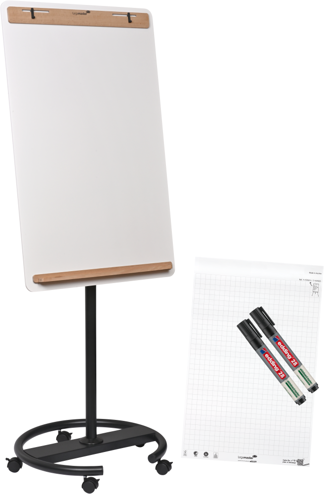 Legamaster SKETCH INFINITE mobiele flipover met ronde voet, schrijfblok en stiften