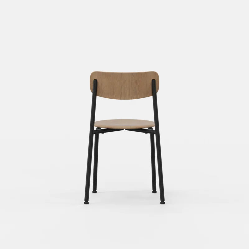 Lande Modi Wood met stalen frame achterkant, Modi Wood stoel, houten vergaderstoel, eiken vergaderstoel, Lande houten stoel, Modi Wood prijs, Modi Wood kopen, stoel houten rug, stoel eikenfineer, Lande dealer