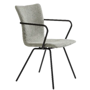 Design vergaderstoel met grijze stof en slank zwart metalen frame, kantoormeubels.online