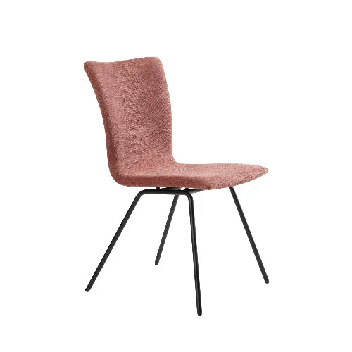 Moderne roze design vergaderstoel met slanke zwarte poten, ideaal voor kantoorinrichting