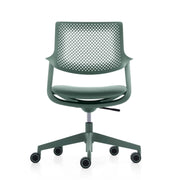 Groene design bureaustoel met gaasrugleuning op wieltjes, kantoormeubilair