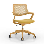 Design bureaustoel in geel kunststof met wieltjes, modern kantoormeubilair