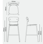 Technische tekening van REBEL barkruk en counterkruk met afmetingen, kantoormeubilair design.