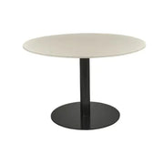 Ronde vergadertafel met wit blad en zwarte poot, modern kantoormeubilair 120 cm