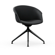 Design vergaderstoel met zwarte bekleding en metalen onderstel, kantoormeubilair online