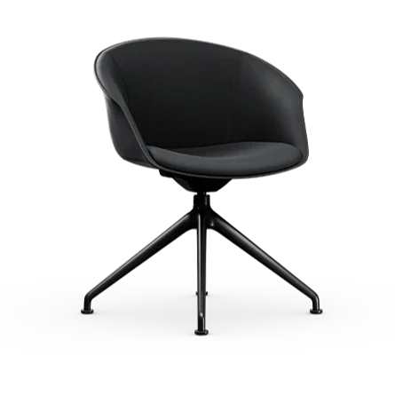 Design vergaderstoel met zwarte bekleding en metalen onderstel, kantoormeubilair online