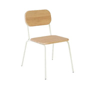 Design houten vergaderstoel met wit metalen frame, ideaal voor kantoorinrichting