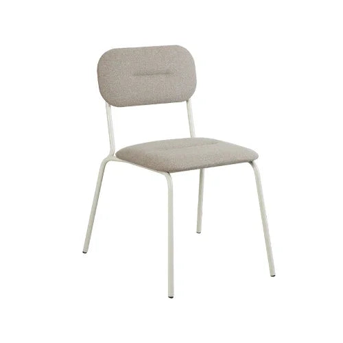 Moderne bureaustoel met stoffen zitting en rugleuning, wit metalen frame, kantoormeubilair
